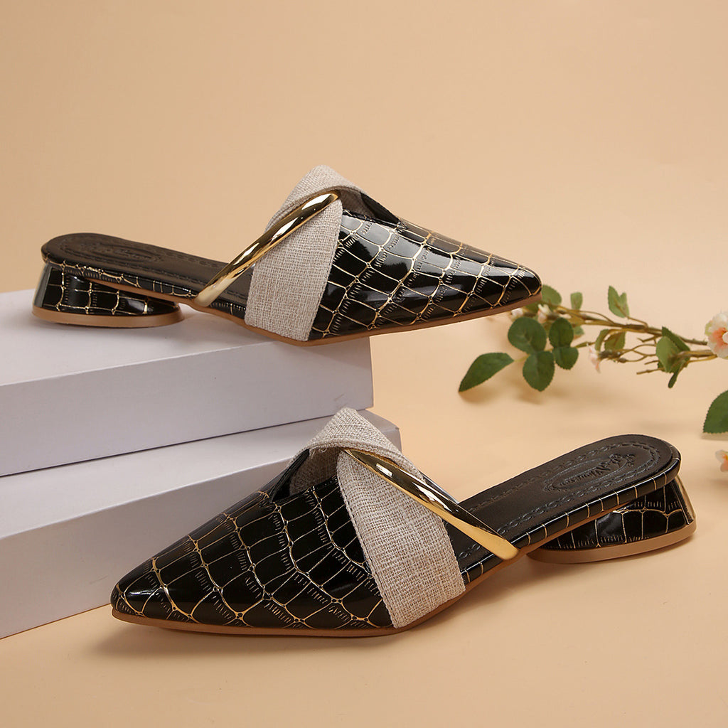 Womens Pointed-Toe Low-Heel Slippers For Outdoors Sexy Chic