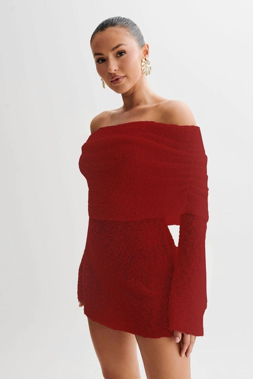 25 Edition – Off-Shoulder Knit Bodycon Dress