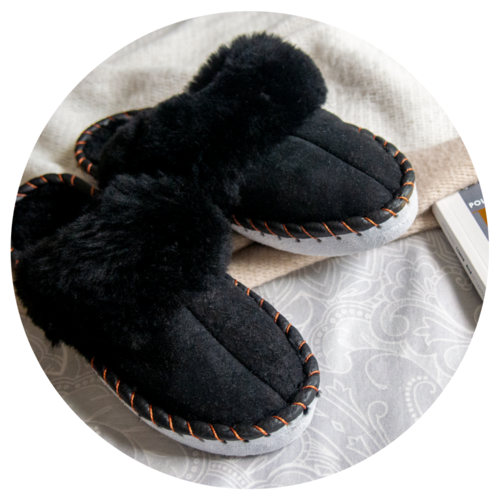 Black Shearling Sheepskin Mules