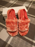 Faux Fur Fluffy Stripe Slippers