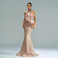“Champagne Glam” Halter Mermaid Dress – Luxury for Elite Occasions