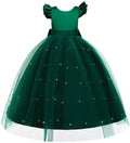 Girls Below Knee Festive/Wedding Dress  (Green, Cap Sleeve)