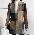Printed Stand Up Collar Mid Length Long Sleeved Windbreaker Jacket